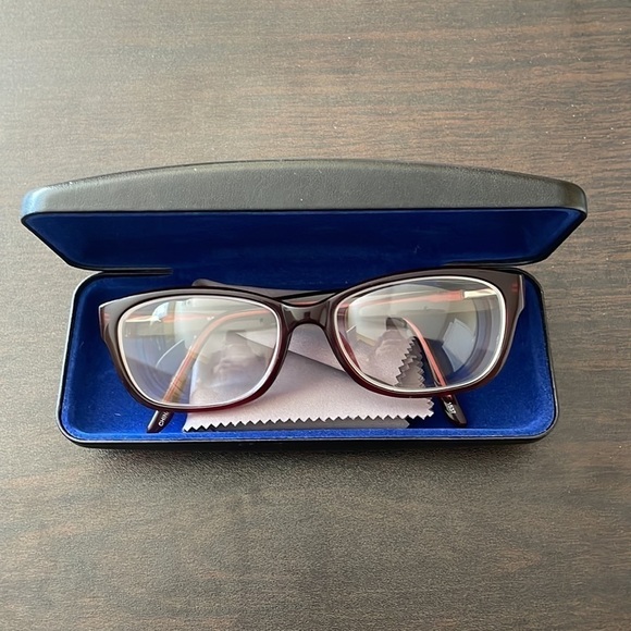 Women's Full Rim Maroon Eyeglasses Frame With Case and Cleaning Cloth - Picture 5 of 12